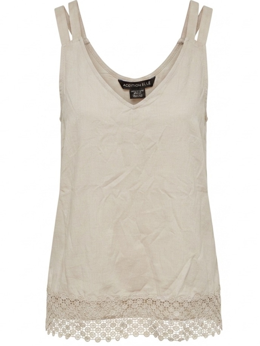 Addition Elle Size 18 Plus Size Light Beige V-Neck Lace Hem Top Y2K
